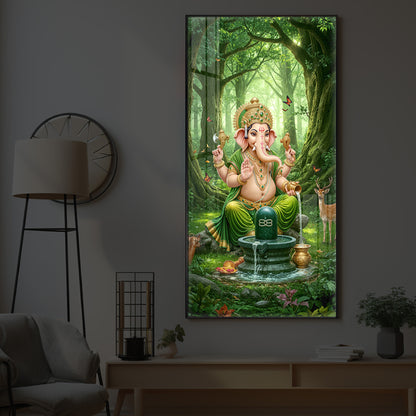 Jai Shri Ganesh Modern Luxury Backlight Vertical Wall Art