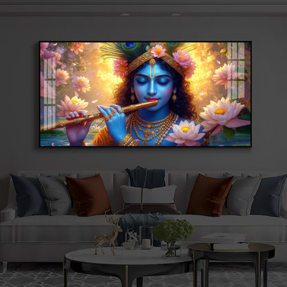 Shree Krishna Modern Luxury Backlight Horizontal Wall Art