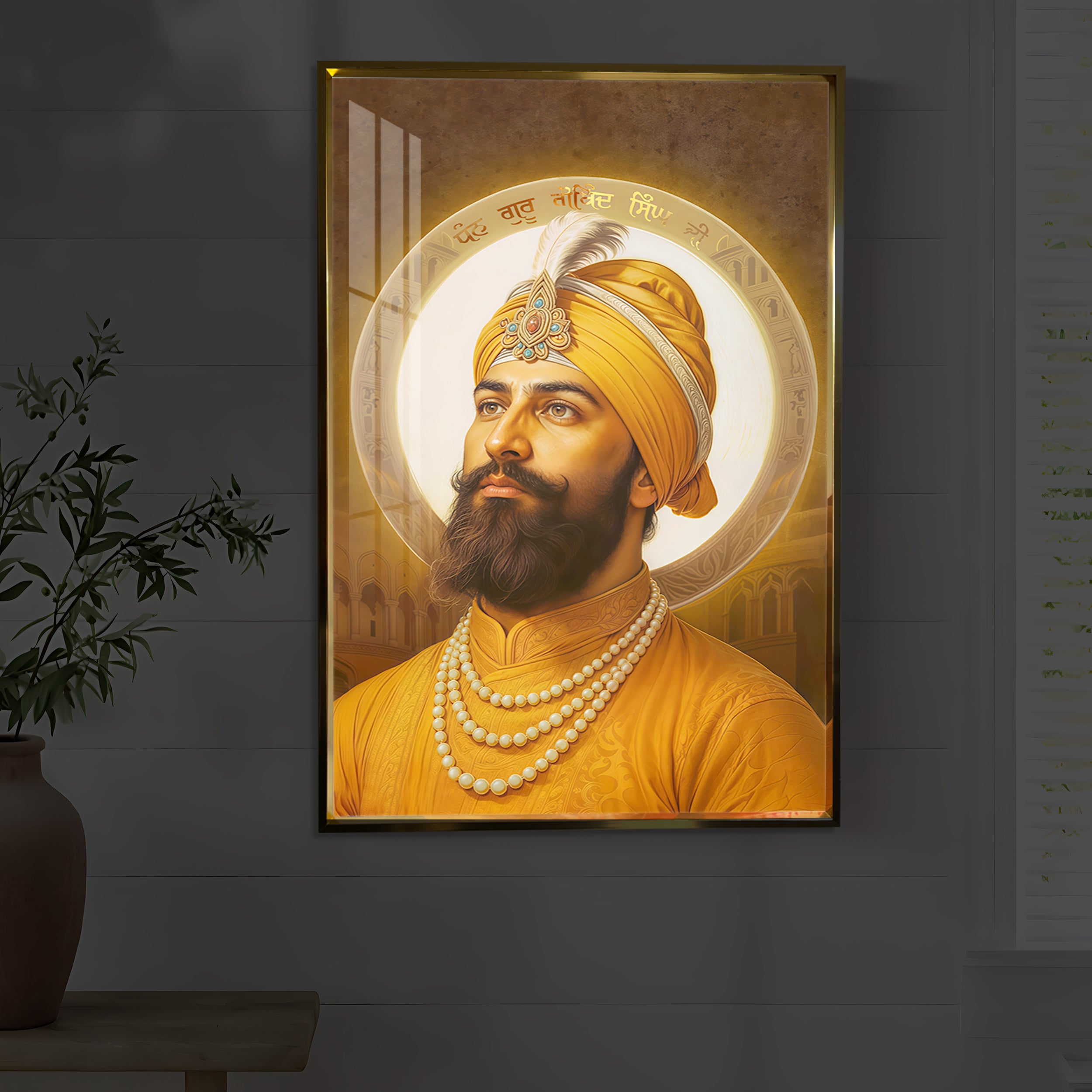 Guru Govind Singh Ji Modern Luxury Backlight Vertical Wall Art