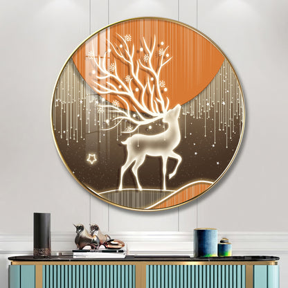 Luminious Deer Premium Acrylic Round Wall Art