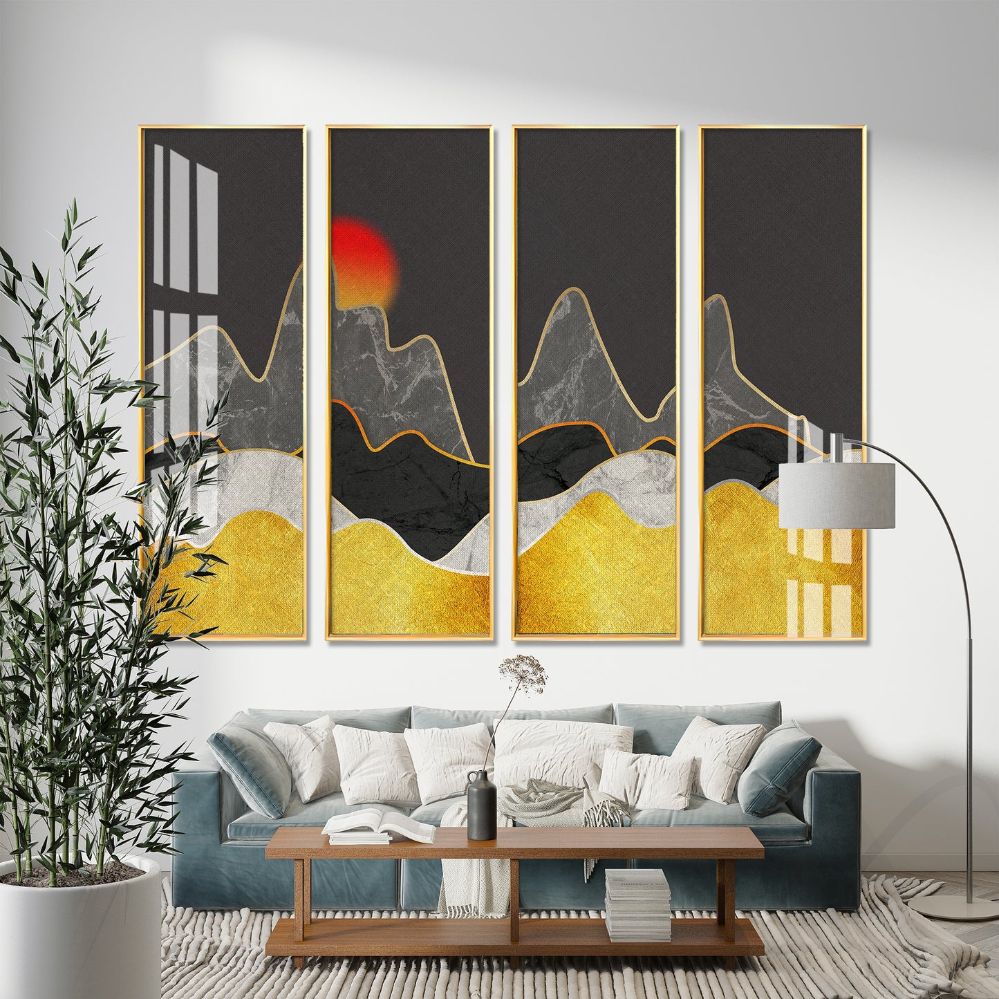 Majestic Night Premium Acrylic Vertical Wall Art (set of 4)