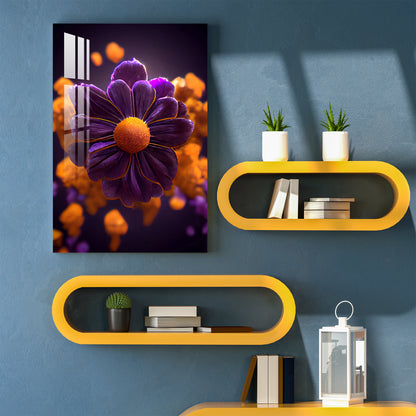 Violet African Marigold Acrylic Wall Art