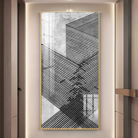 Black Stripes Abstract Premium Acrylic Vertical Wall Art