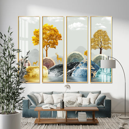 Forest scenery Premium Acrylic Vertical Wall Art (set of 4)