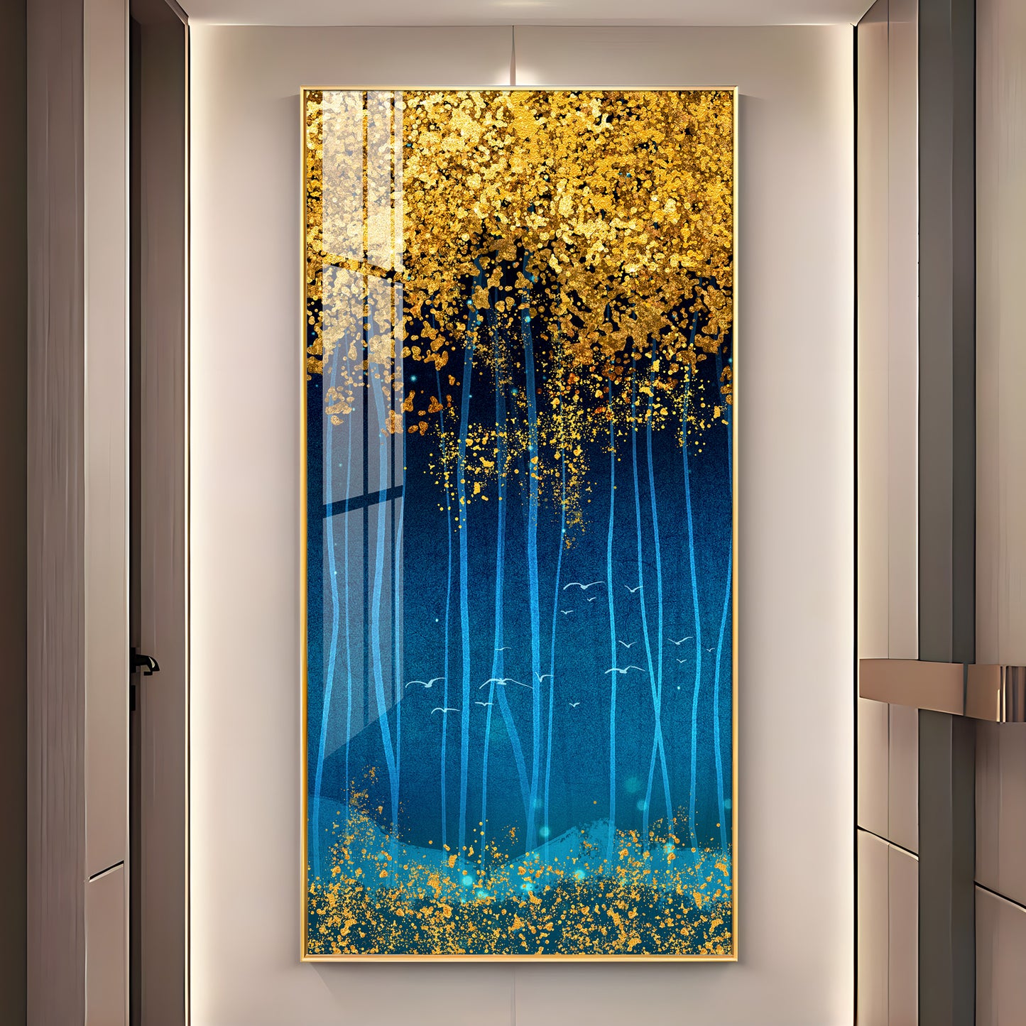 Sparkling Leaves Premium Acrylic Vertical Wall Art