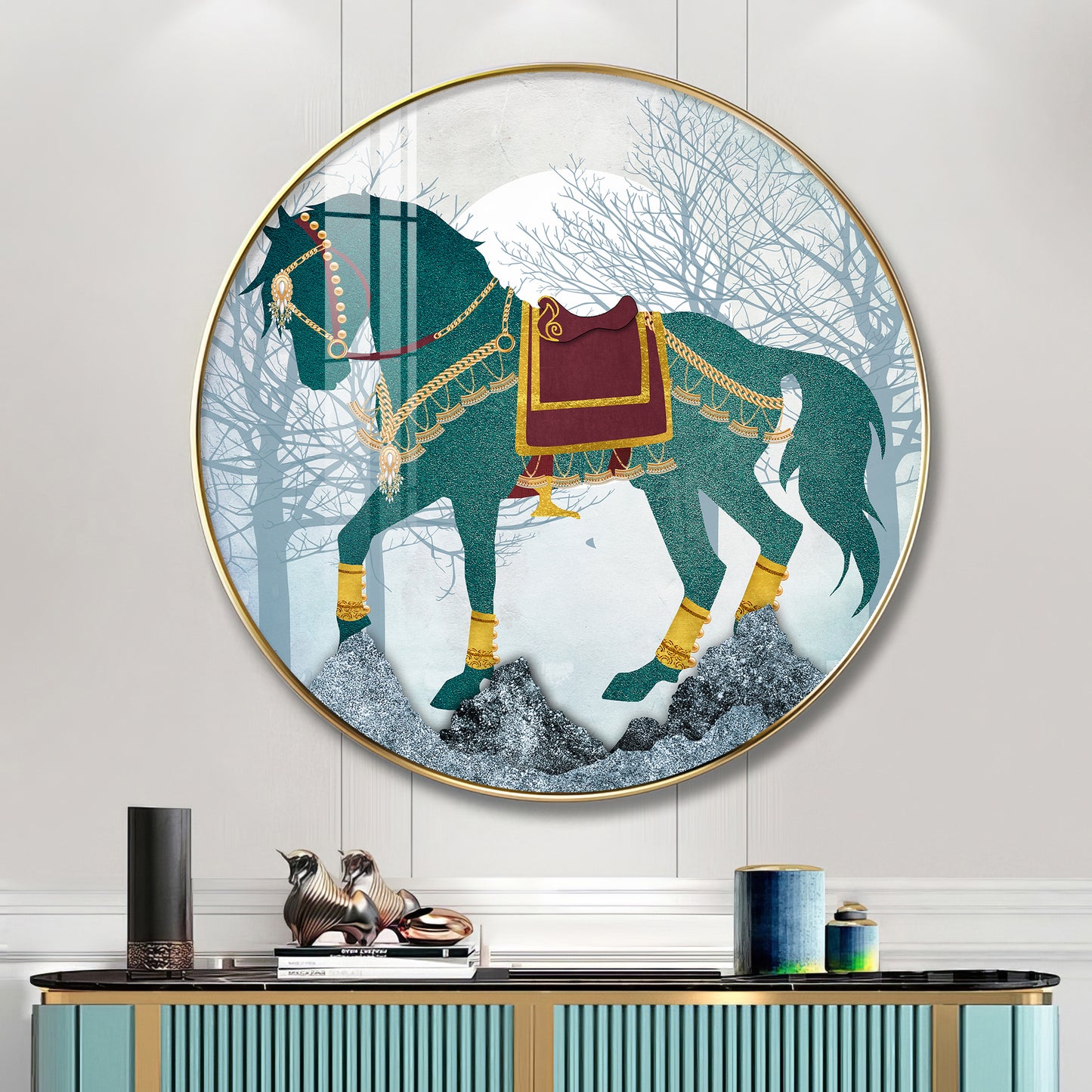 Horse Haven Premium Acrylic Round Wall Art