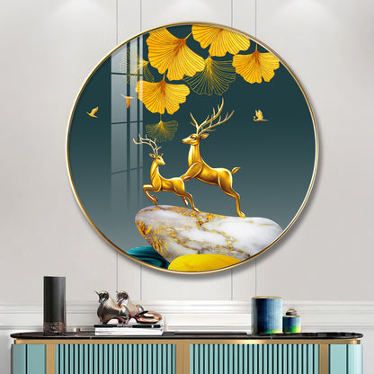 Dancing Antlers Premium Acrylic Round Wall Art