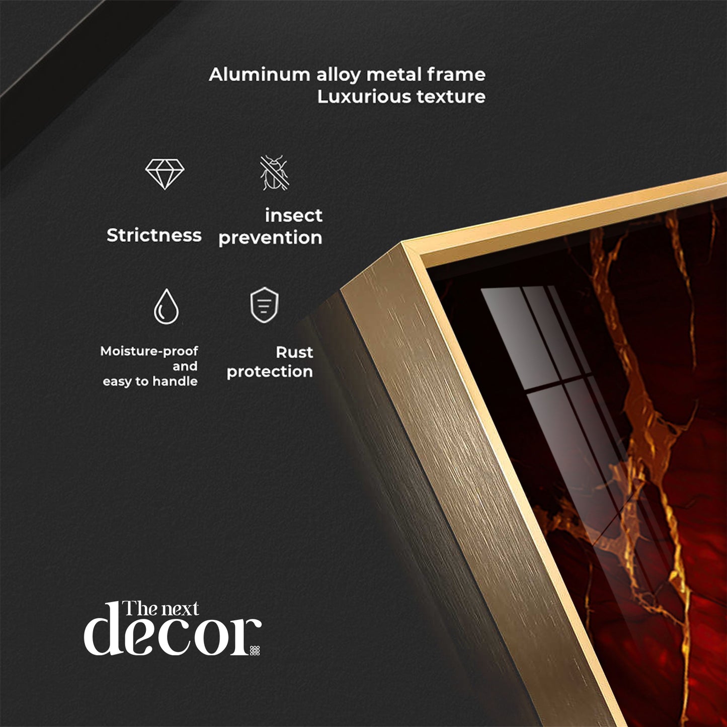 Abstract Vibrant Red & Gold Design Premium Acrylic Vertical Wall Art