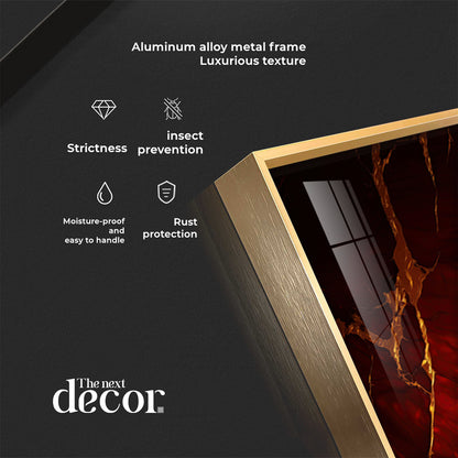 Abstract Vibrant Red & Gold Design Premium Acrylic Vertical Wall Art