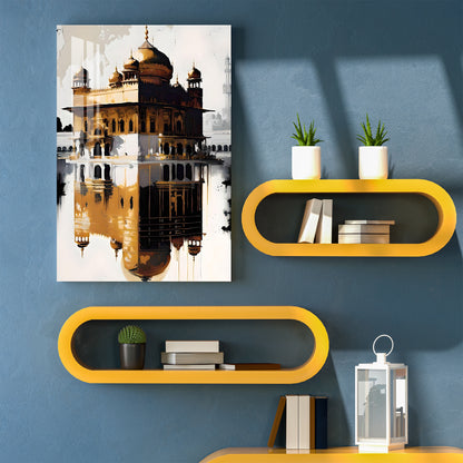 Shades of Golden temple Acrylic Wall Art