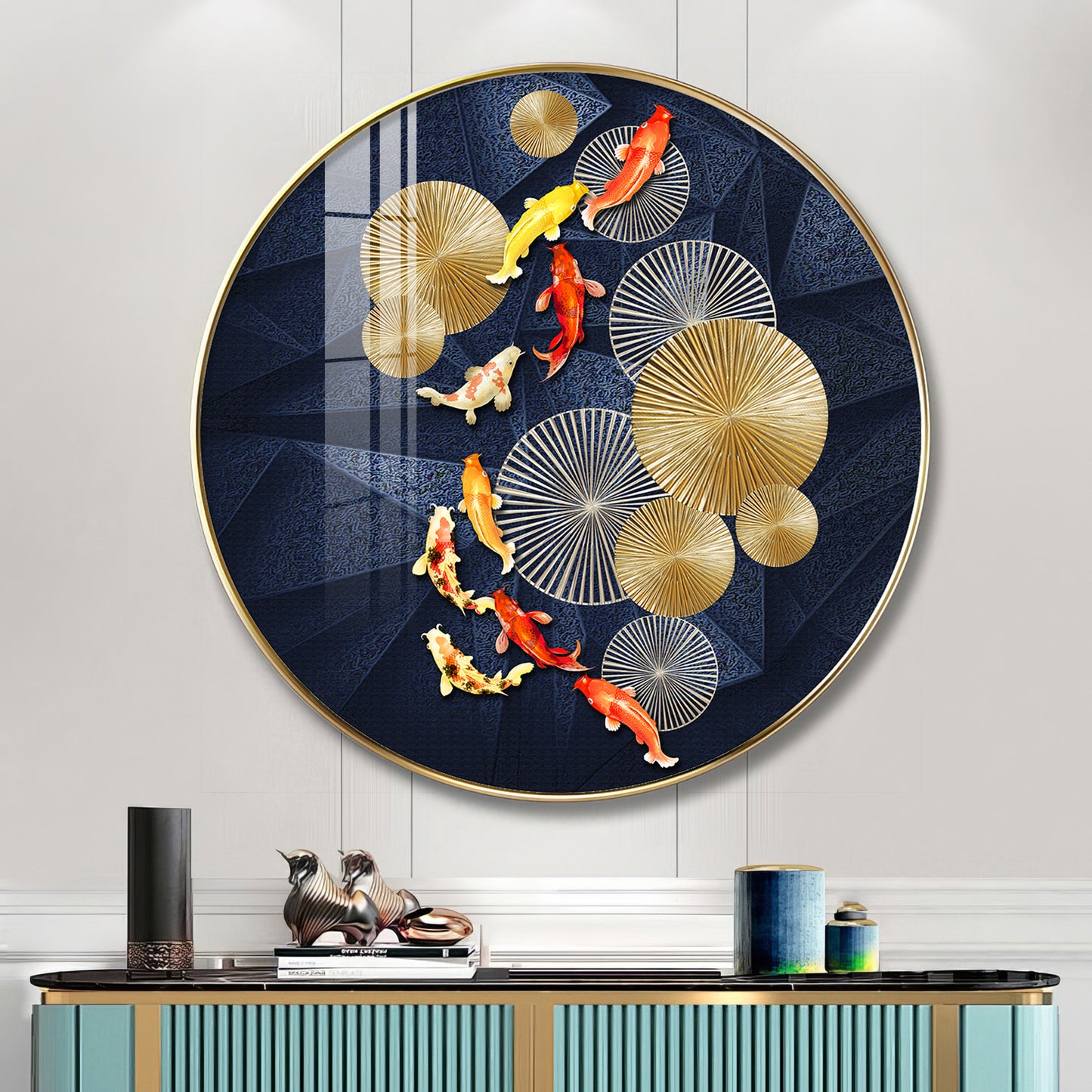 Goldfish Emblem Premium Acrylic Round Wall Art