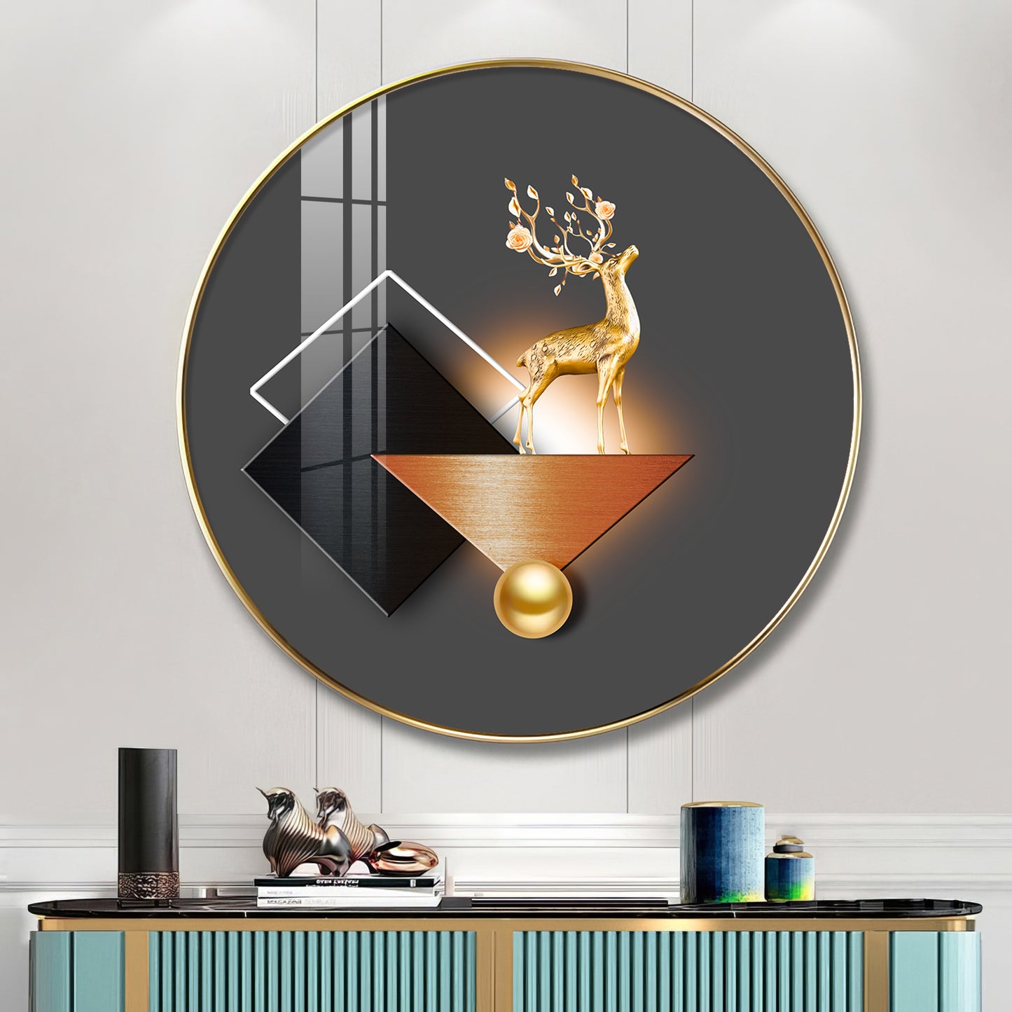 Antler Aesthetic Premium Acrylic Round Wall Art