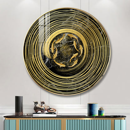 Koi In Spiral Premium Acrylic Round Wall Art