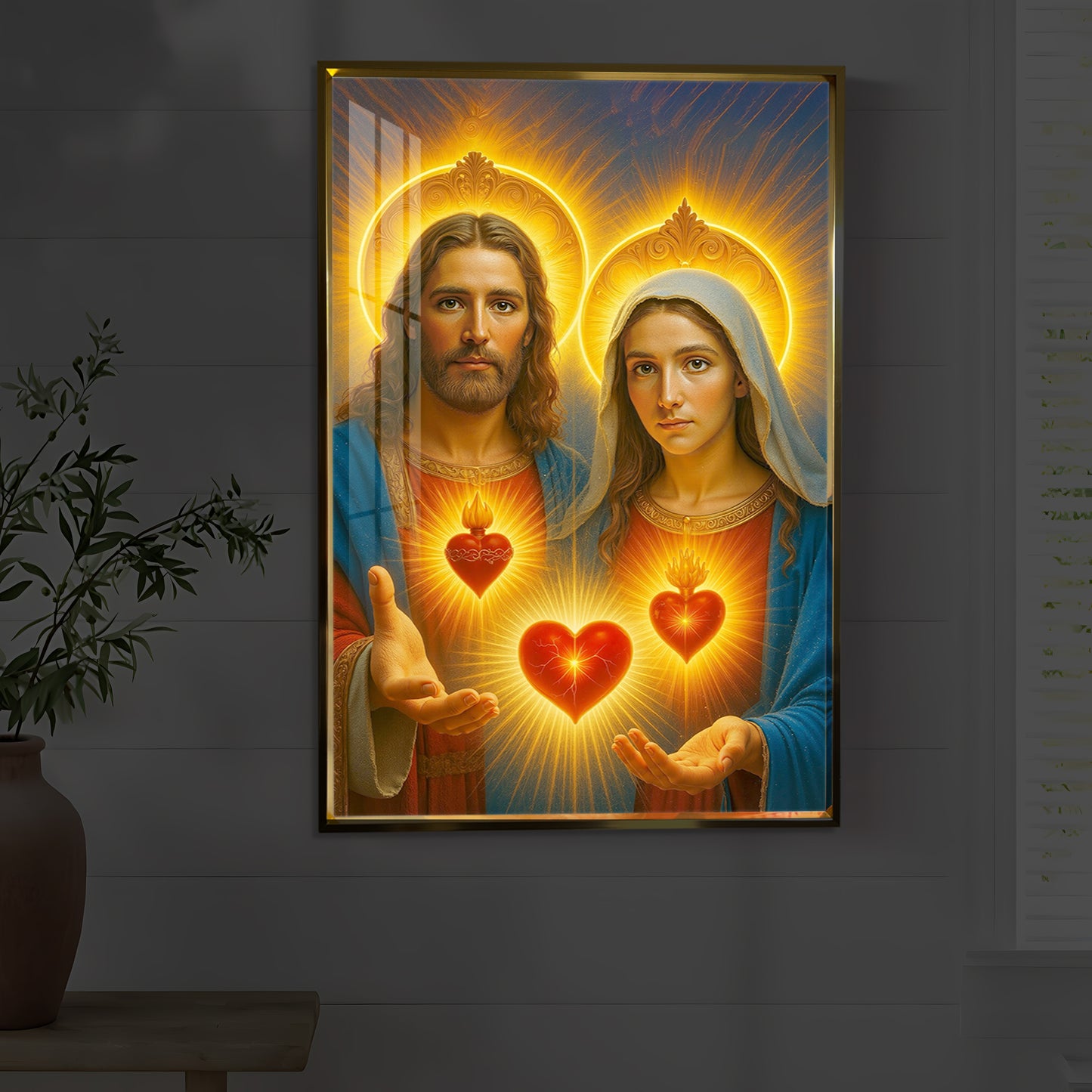 God Prayer Modern Luxury Backlight Vertical Wall Art