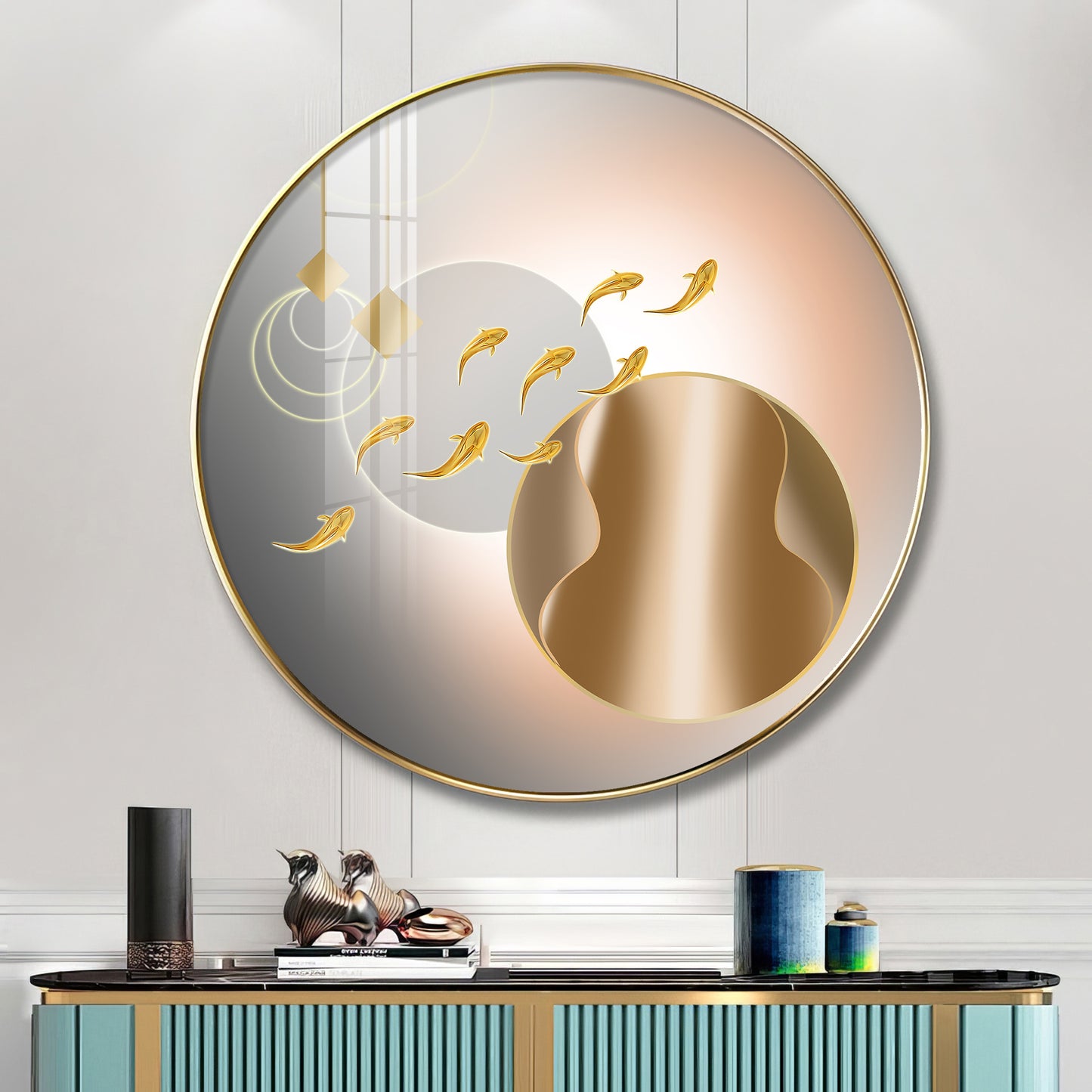 Circle of Fins Premium Acrylic Round Wall Art