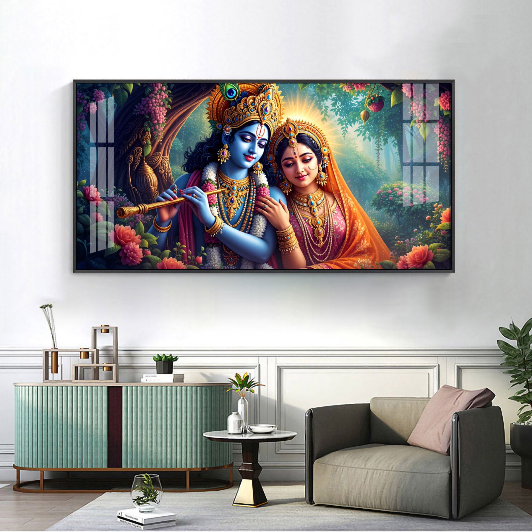 The Krishna-Radha Masterpiece Premium Acrylic Horizontal Wall Art