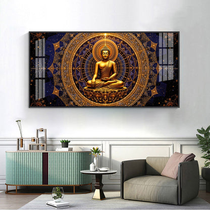 Buddha Bliss Premium Acrylic Horizontal Wall Art - 24X12 inches / Gold