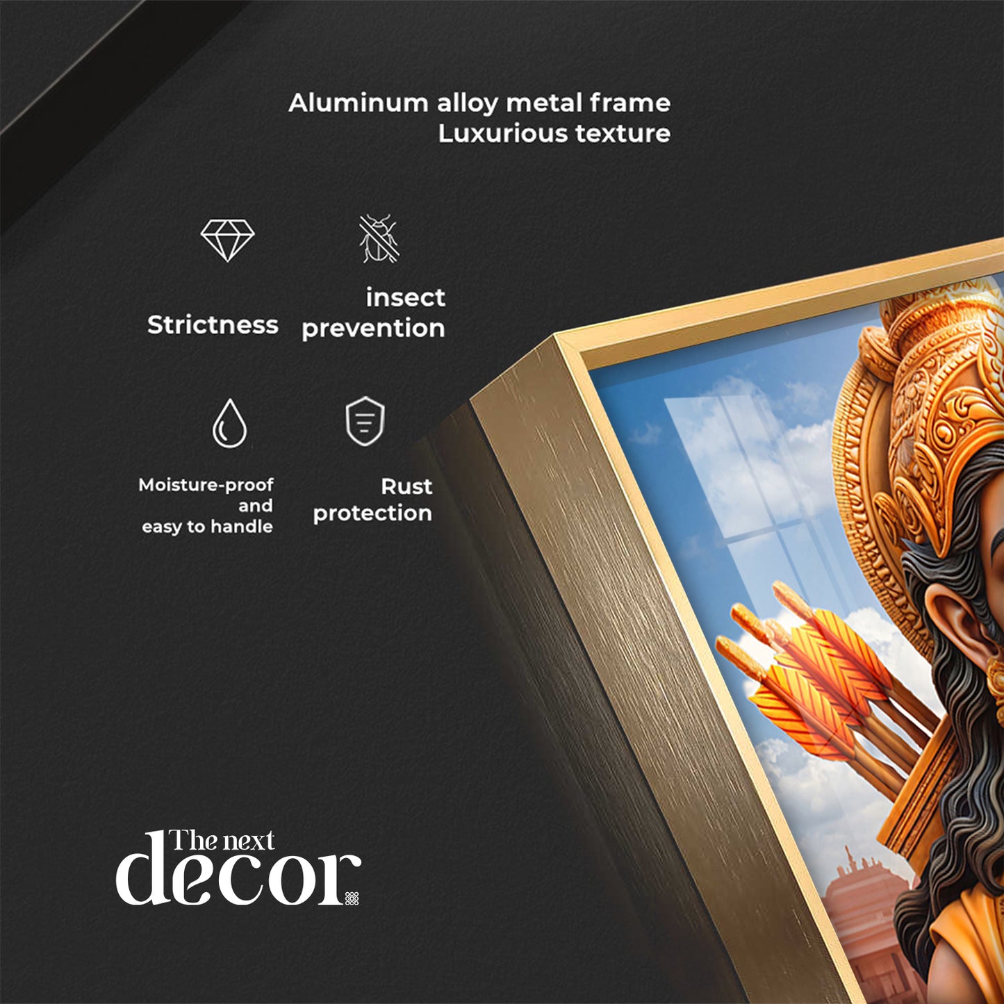 Lord Ram with Ram Mandir Premium Acrylic Horizontal Wall Art