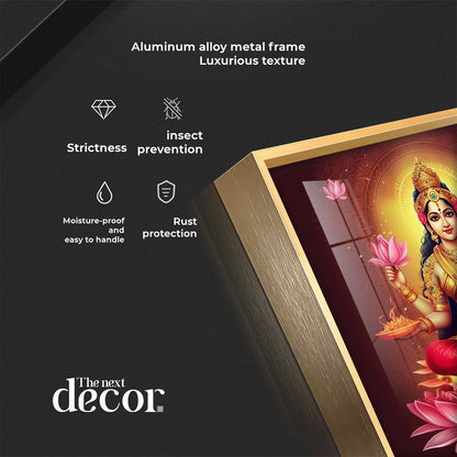 Laxmi Maa With Lotus Premium Acrylic Square Wall Art