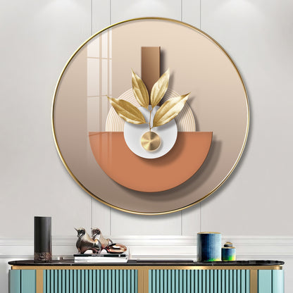 Leafy Luxe Vase Premium Acrylic Round Wall Art