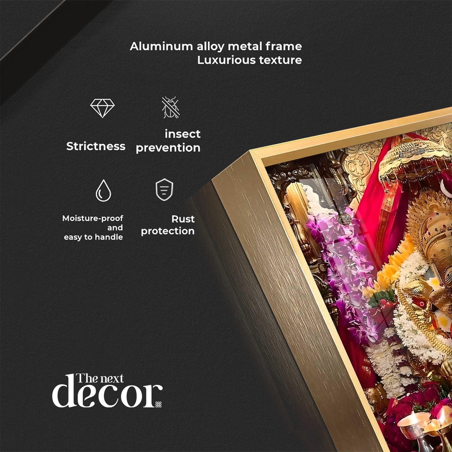 Shree Siddhivinayak Ganapati Premium Acrylic Square Wall Art - 30X30 inches / Gold