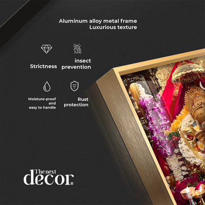 Shree Siddhivinayak Ganapati Premium Acrylic Square Wall Art - 30X30 inches / Gold