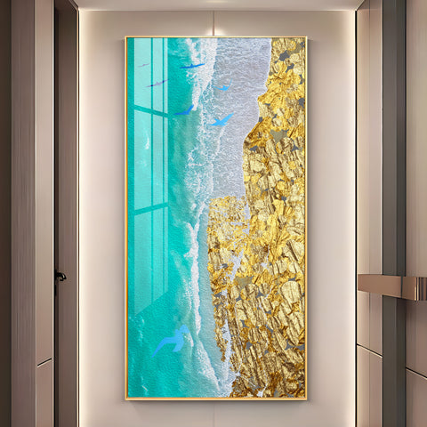 Beach of Gold Premium Acrylic Vertical Wall Art