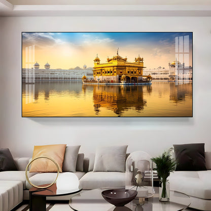 Golden Glory Premium Acrylic Horizontal Wall Art - 40X20 inches / Gold