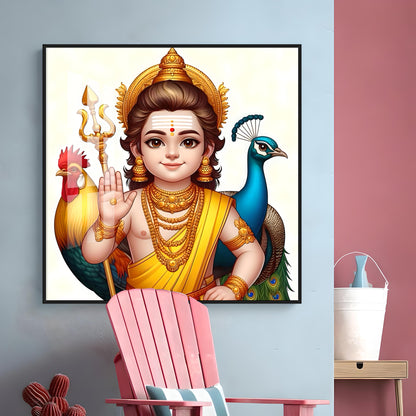 Lord Murugan Premium Acrylic Square Wall Art