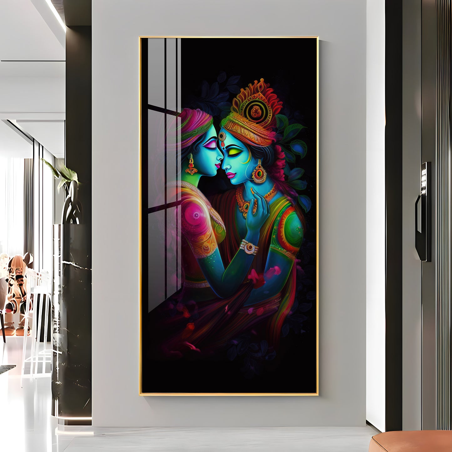 Shri Radhe Krishna Premium Acrylic Vertical Wall Art