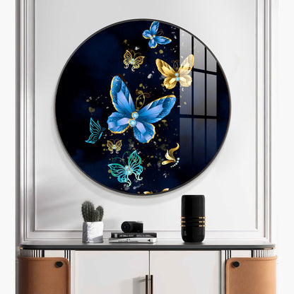 Butterfly Haven Premium Acrylic Round Wall Art