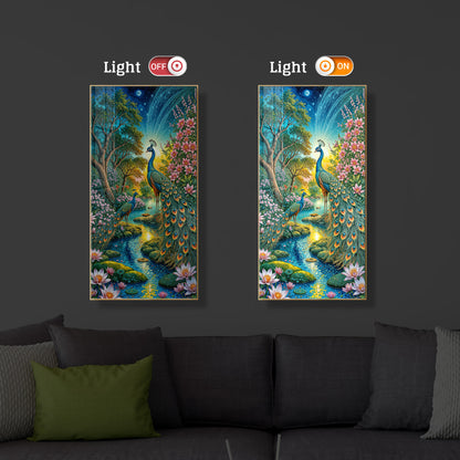 Forest Peacock Modern Luxury Backlight Vertical Wall Art