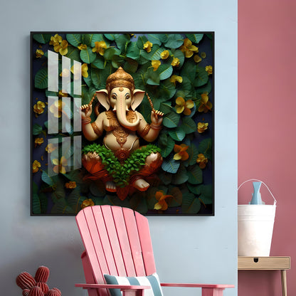 Eco-Friendly Ganpati Premium Acrylic Square Wall Art