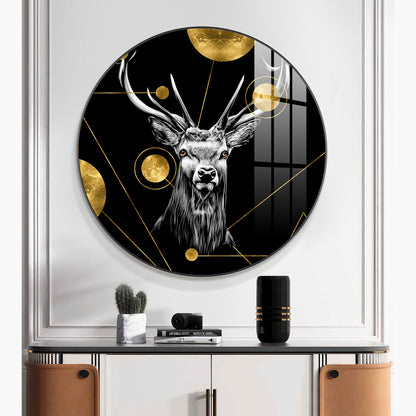Regal Stag Premium Acrylic Round Wall Art