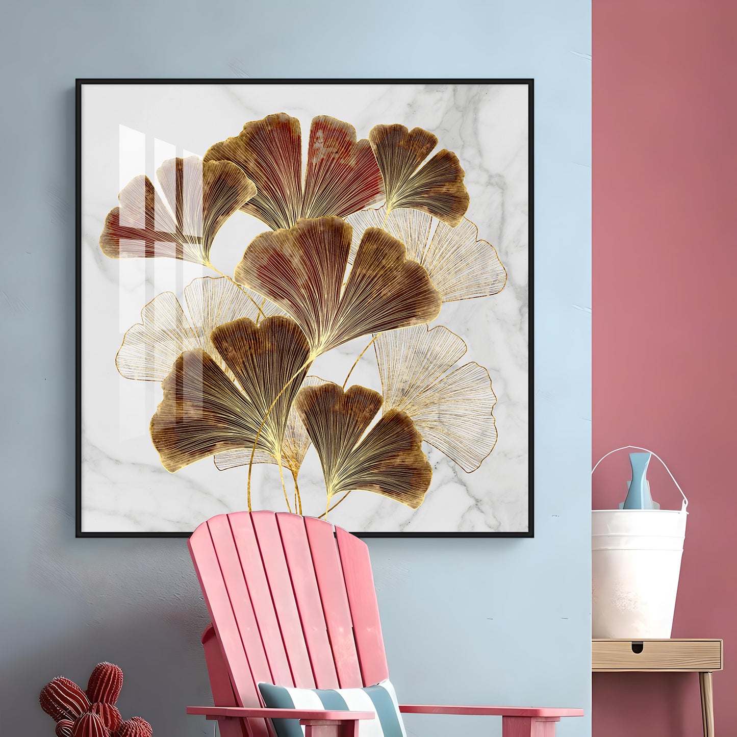 Biloba Leaf Premium Acrylic Square Wall Art