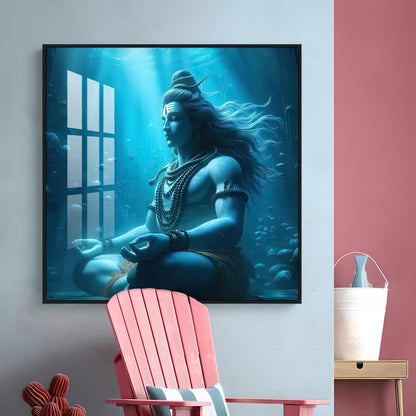 Meditating Shiva Premium Acrylic Square Wall Art