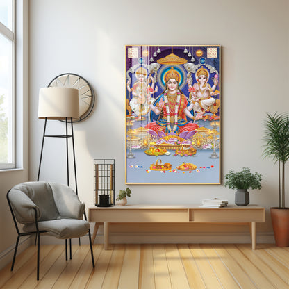 Spiritual Maha Laxmi Ji Premium Acrylic Vertical Wall Art