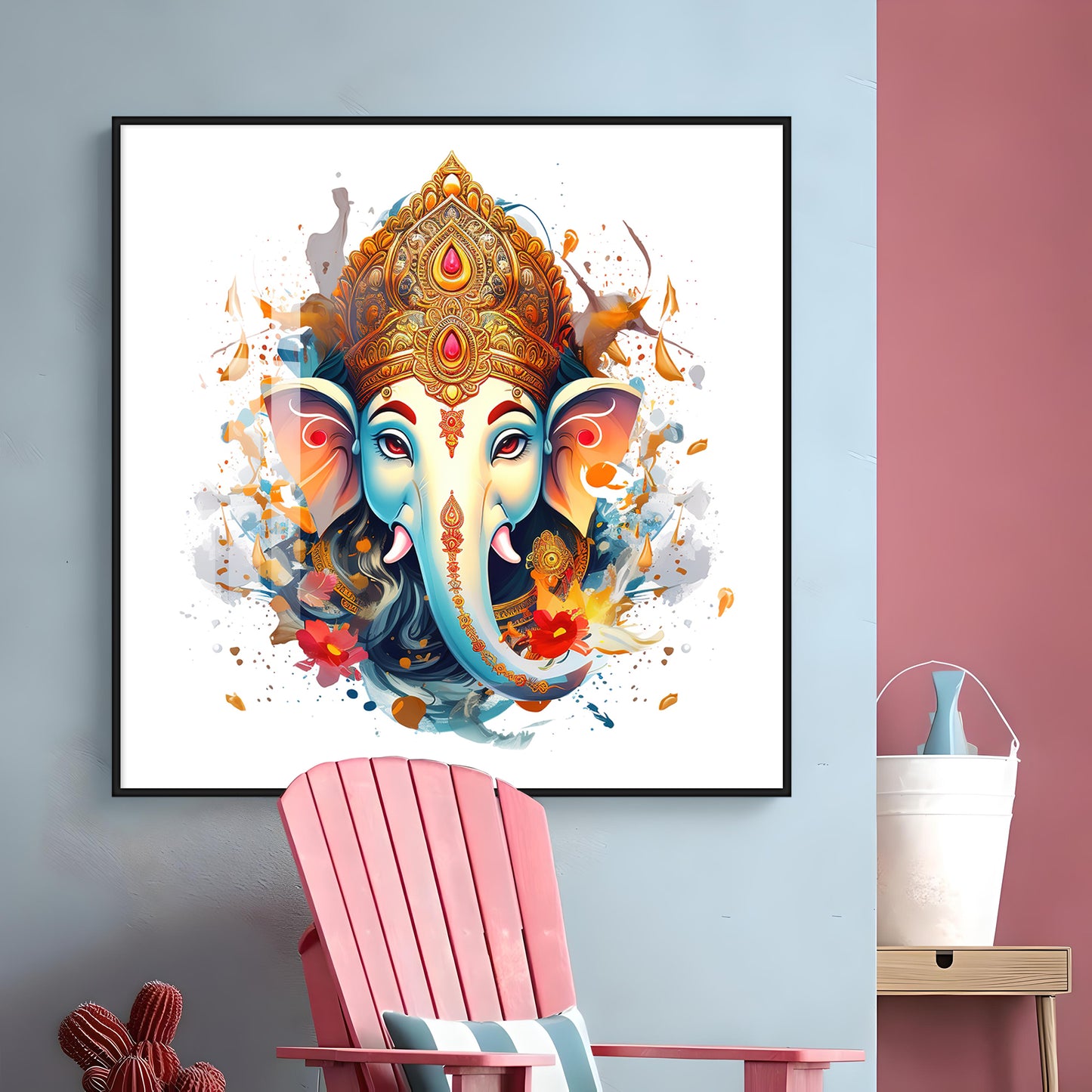 Vighanharta Ganesh Premium Acrylic Square Wall Art