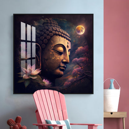 Lord Buddha Peaceful Premium Acrylic Square Wall Art