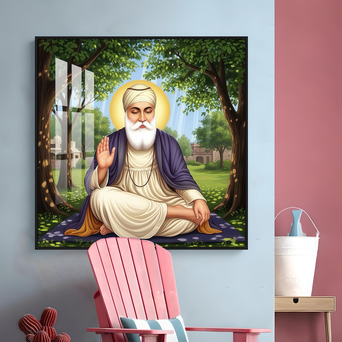 Satnam Waheguru Ji Premium Acrylic Square Wall Art