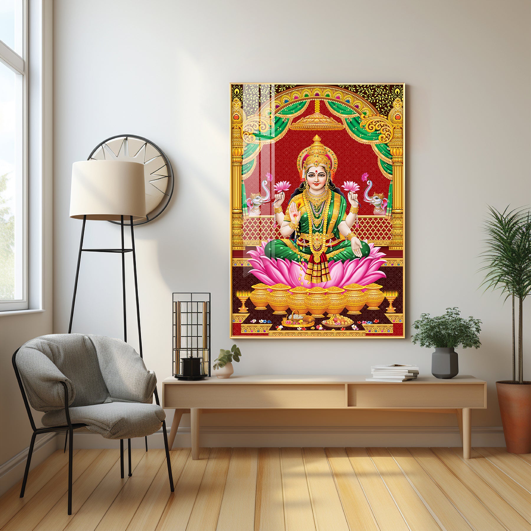Lakshmi's Blessing Premium Acrylic Vertical Wall Art