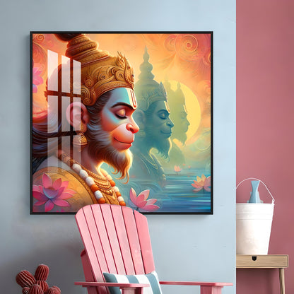 Hanuman ji Premium Acrylic Square Wall Art