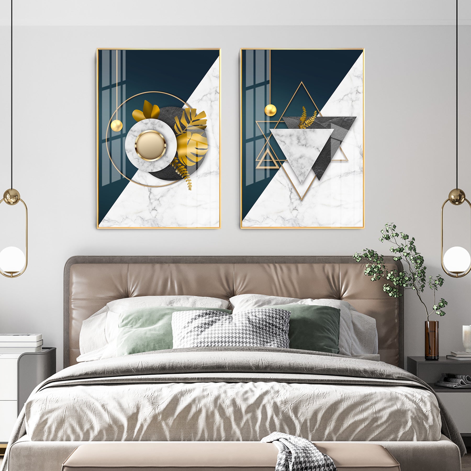 Celestial Fusion Premium Acrylic Vertical Wall Art (Set Of 2)
