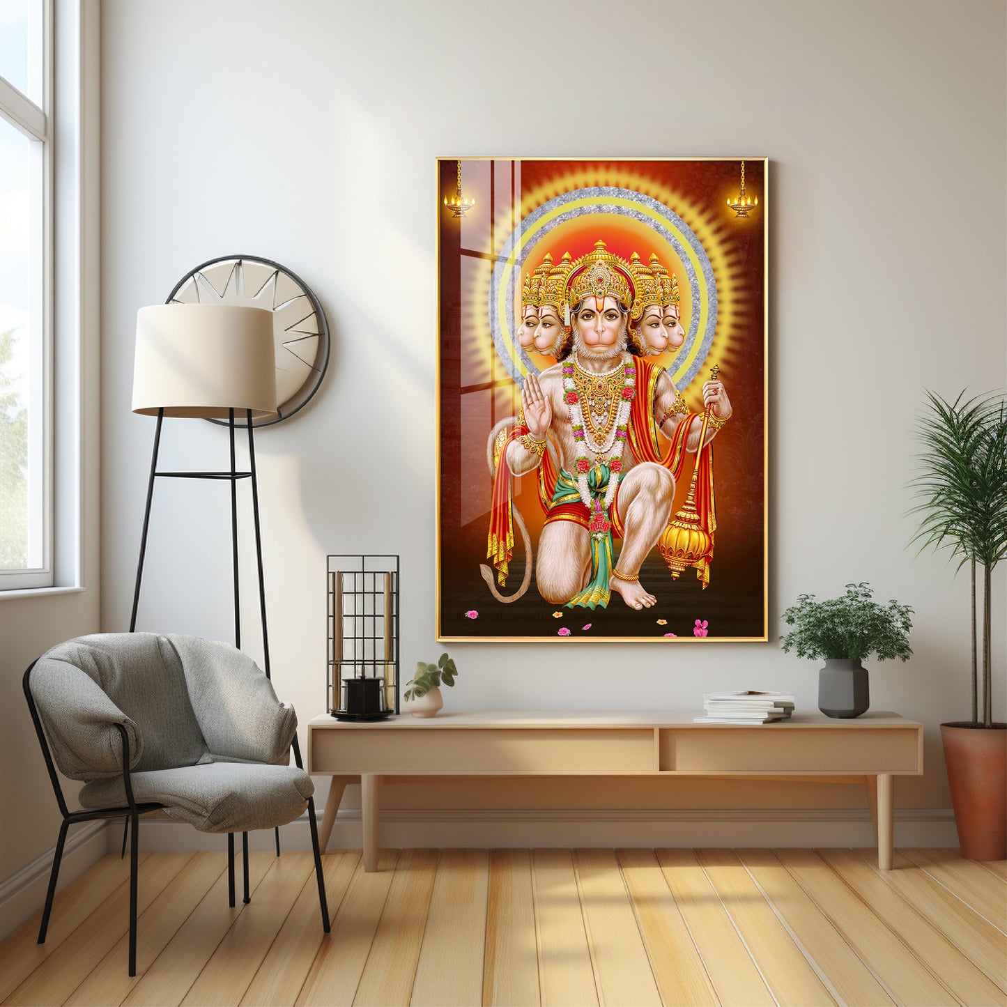 Divine Lord Hanuman Premium Vertical Acrylic Wall Art