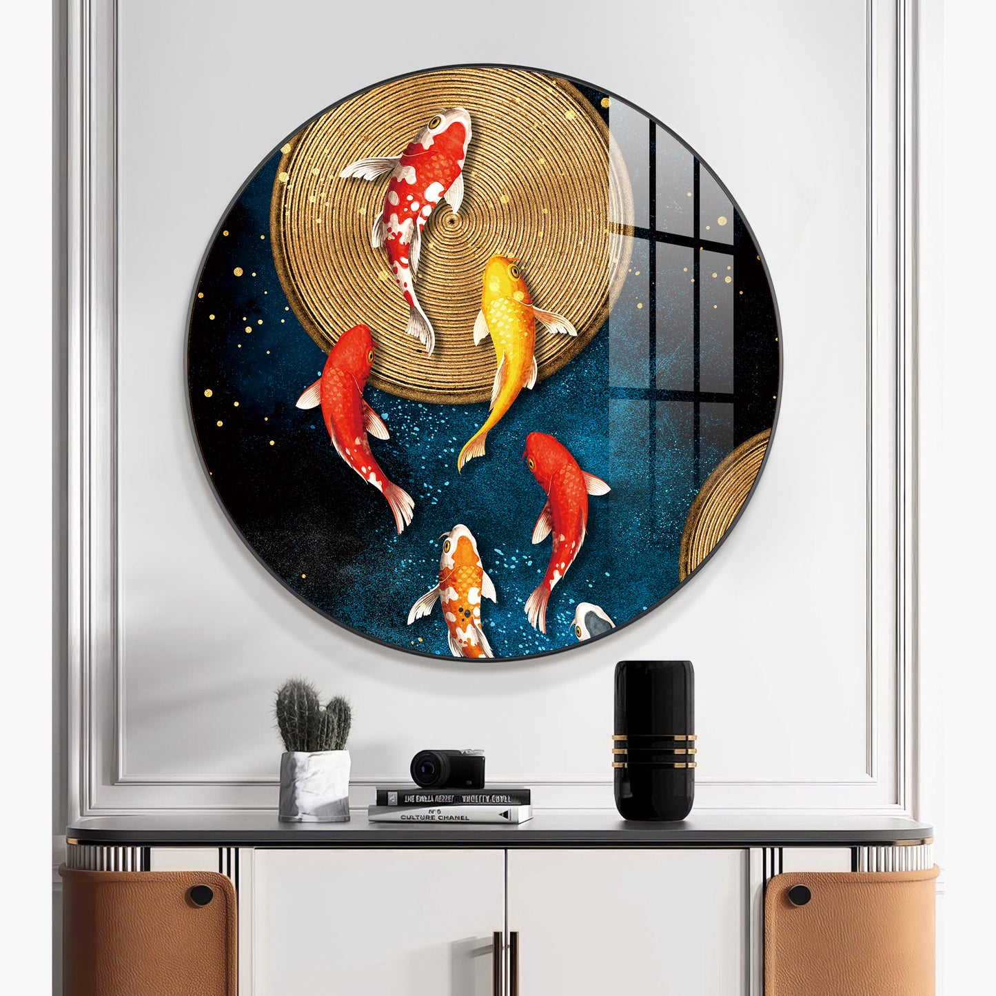 Koi Harmony Premium Acrylic Round Wall Art
