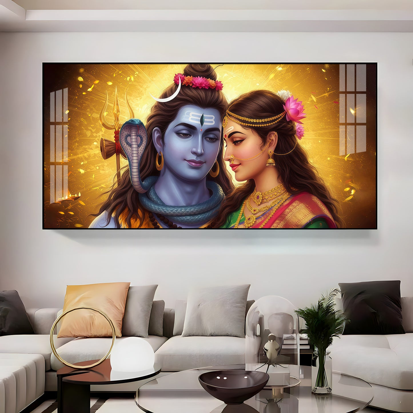Divine Shiv Paravati Premium Acrylic Horizontal Wall Art
