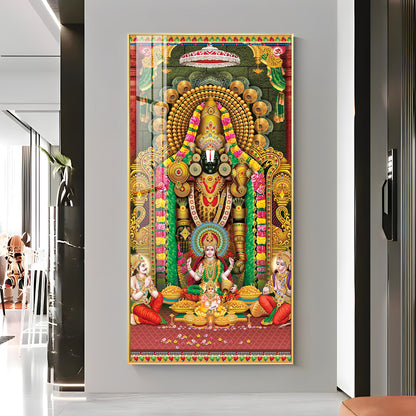 Lord Venkateswara With Lakshmi Ji Premium Acrylic Vertical Wall Art