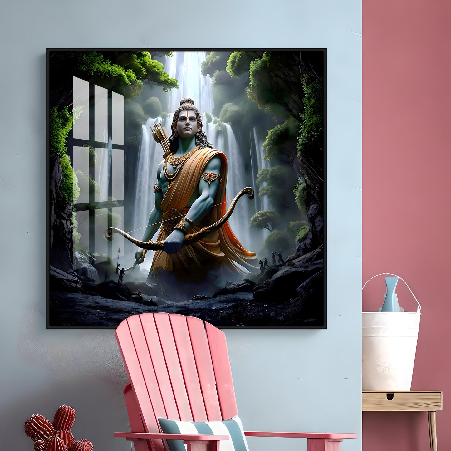 Shree Ram With Bow & Arrow Premium Acrylic Square Wall Art