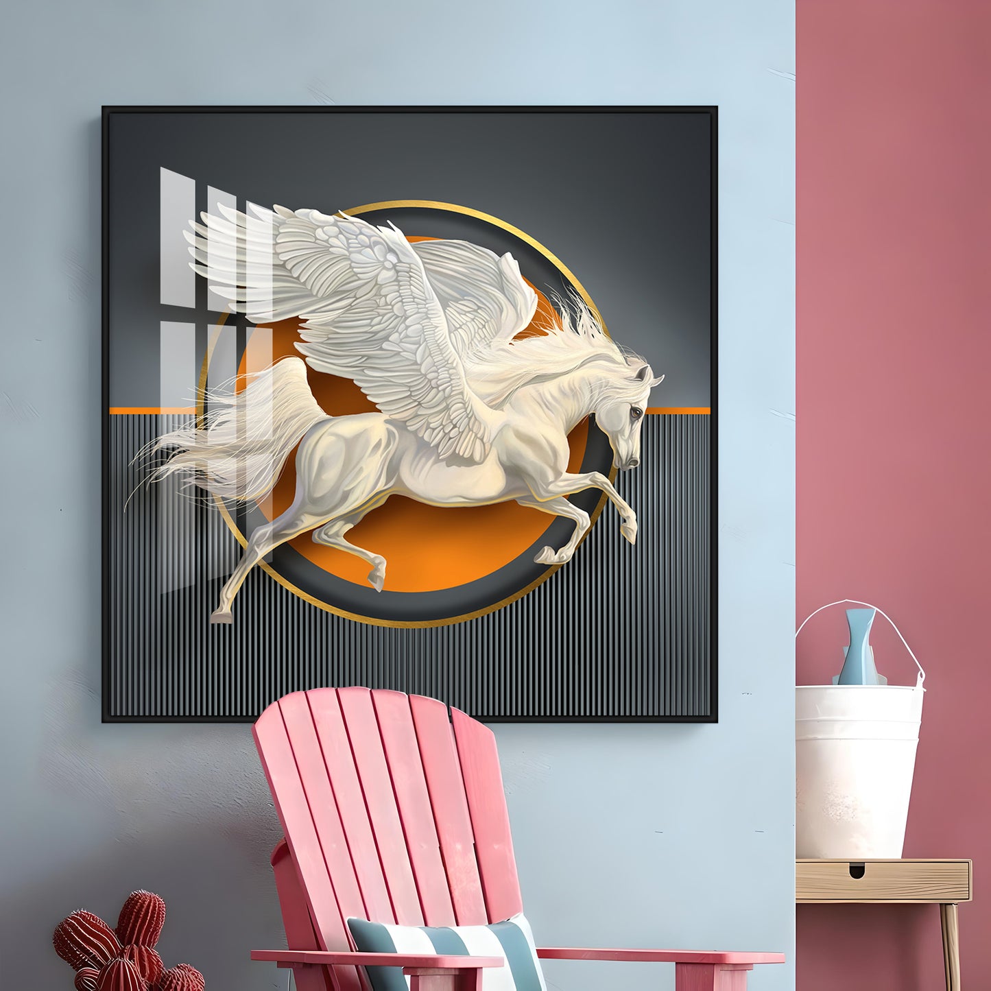 Flying Horse Business Success Premium Acrylic Square Wall Art