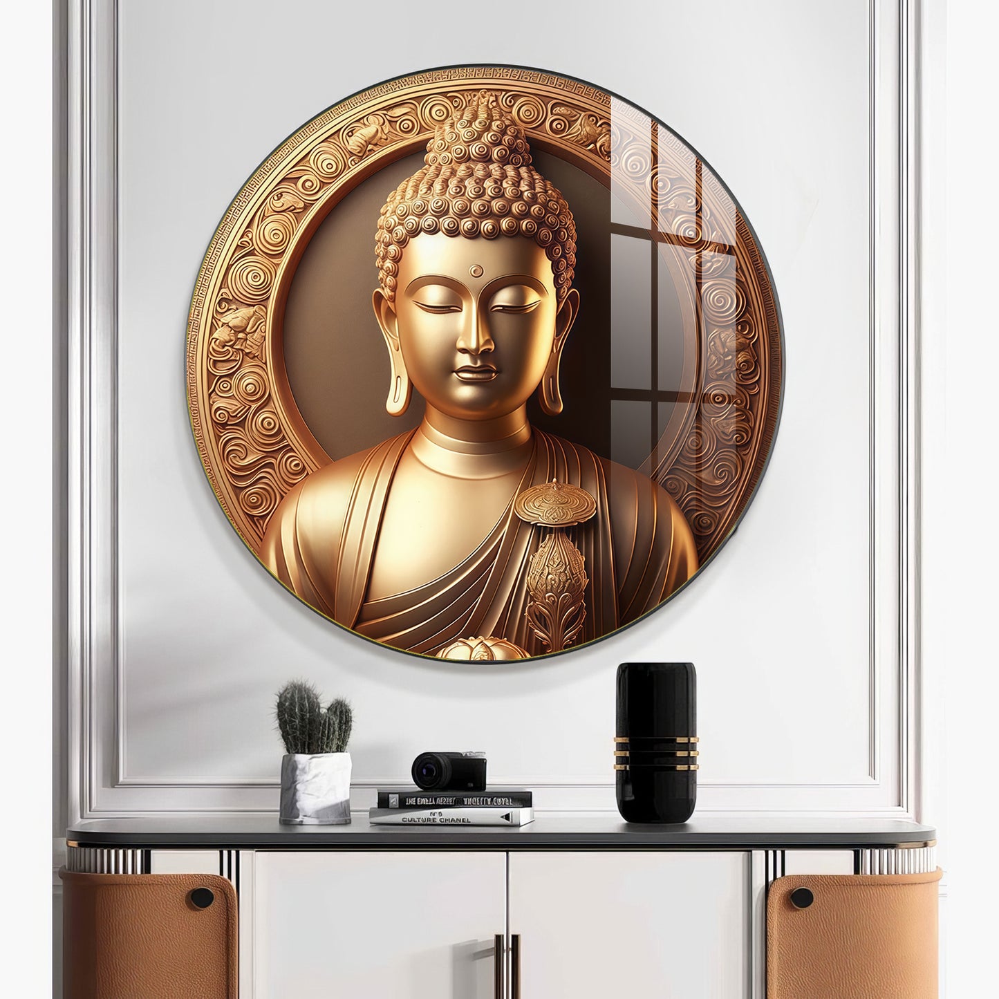 Blessings Of Buddha Premium Acrylic Round Wall Art